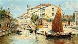 Canal Canvas Paintings - Venetian Canal Scene - Pic 2